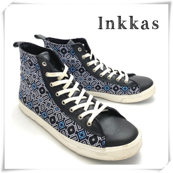 Inkkas Mosaic Print High Top Boot Sneakers Black - Picture 1 of 9